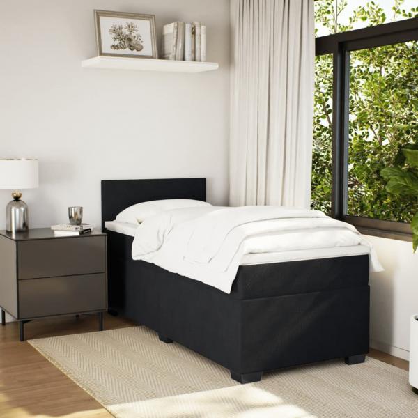 Boxspringbett mit Matratze Schwarz Samt