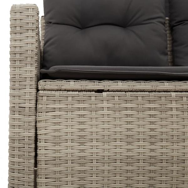 Gartensofa mit Kissen 2-Sitzer Hellgrau Poly Rattan