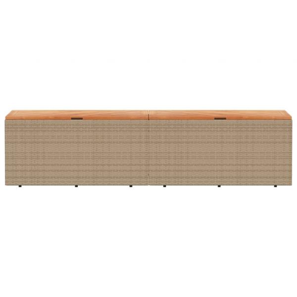 Gartentruhe Beige 220x50x54 cm Poly Rattan Akazienholz