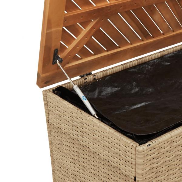 Gartentruhe Beige 220x50x54 cm Poly Rattan Akazienholz