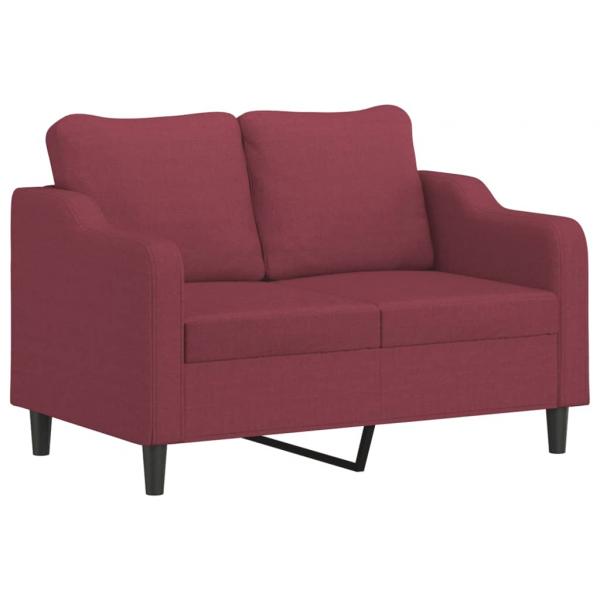 2-Sitzer-Sofa mit Zierkissen Weinrot 120 cm Stoff