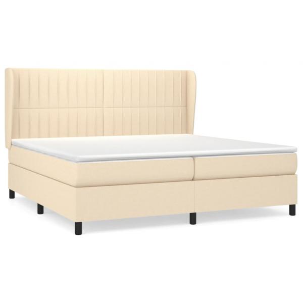 Boxspringbett mit Matratze Creme 200x200 cm Stoff