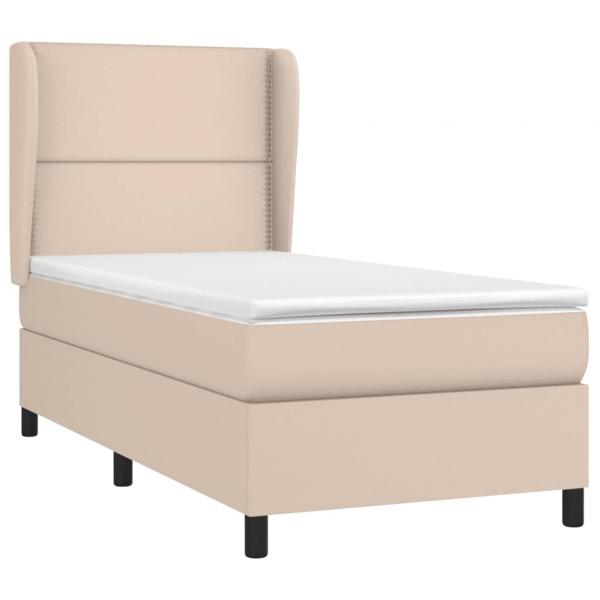 Boxspringbett mit Matratze Cappuccino-Braun 90x200cm Kunstleder