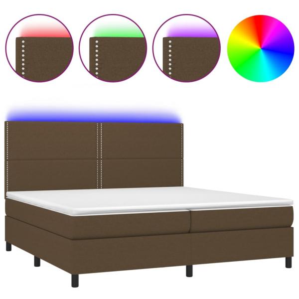 Boxspringbett mit Matratze & LED Dunkelbraun 200x200 cm Stoff