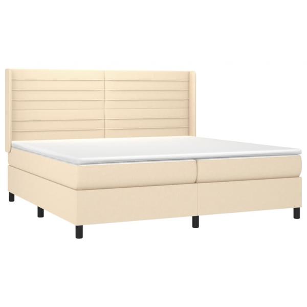 Boxspringbett mit Matratze & LED Creme 200x200 cm Stoff