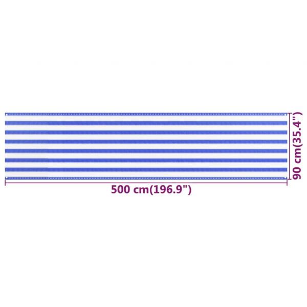 Balkon-Sichtschutz Blau und Weiß 90x500 cm HDPE