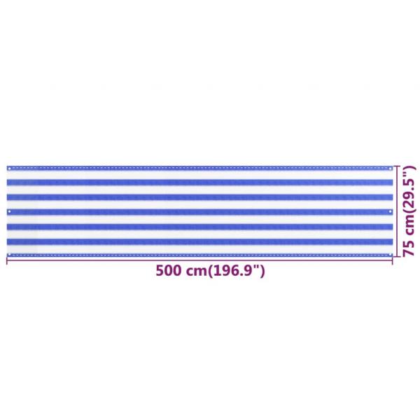 Balkon-Sichtschutz Blau und Weiß 75x500 cm HDPE