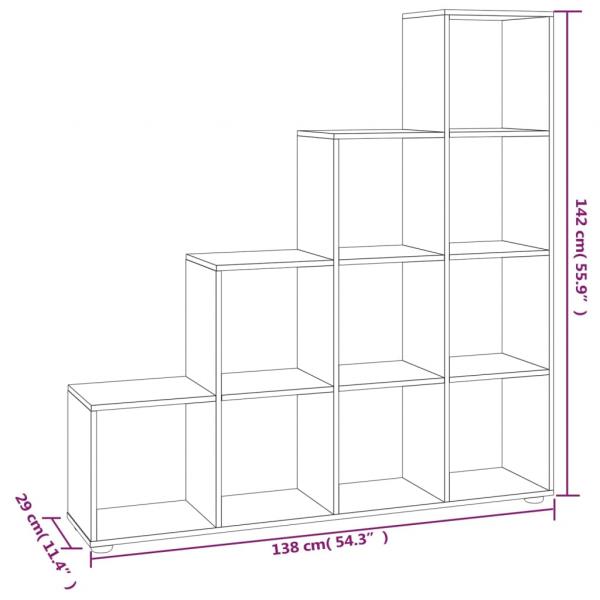 Treppenregal Hochglanz-Weiß 142 cm Holzwerkstoff