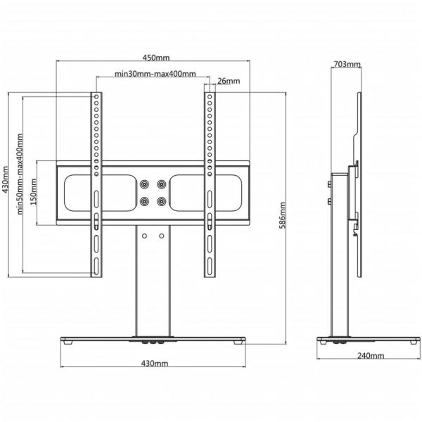 TV-Ständer für 26-42 Zoll Bildschirme Max VESA 400x400 mm 30kg