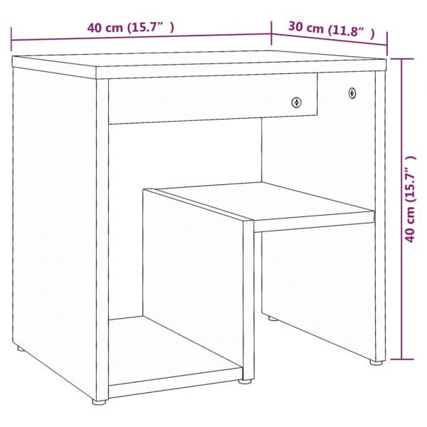 Nachttisch Grau Sonoma 40x30x40 cm Holzwerkstoff