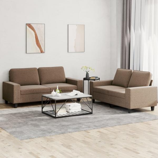 ARDEBO.de - 2-tlg. Sofagarnitur Braun Stoff