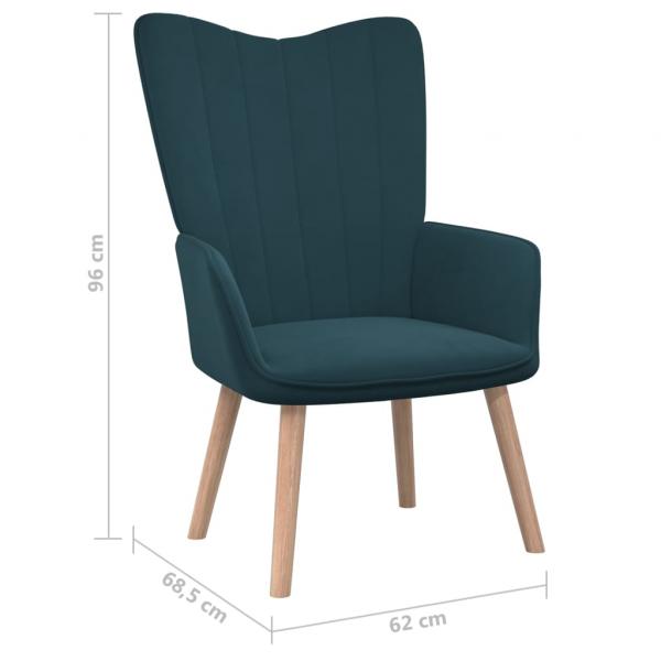 Relaxsessel mit Hocker Blau Samt