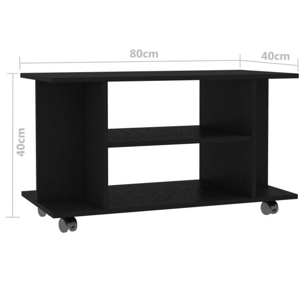 TV-Schrank mit Rollen Schwarz 80x40x45 cm Holzwerkstoff