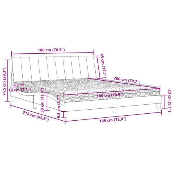 Bett mit Matratze Dunkelgrau 180x200 cm Samt