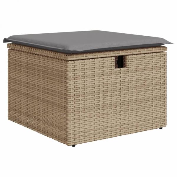 7-tlg. Garten-Sofagarnitur mit Kissen Beige Poly Rattan