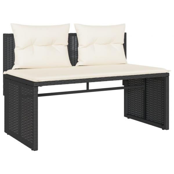 4-tlg. Garten-Sofagarnitur mit Kissen Schwarz Poly Rattan