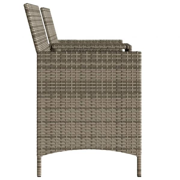 Gartensofa 2-Sitzer mit Tisch und Hockern Grau Poly Rattan