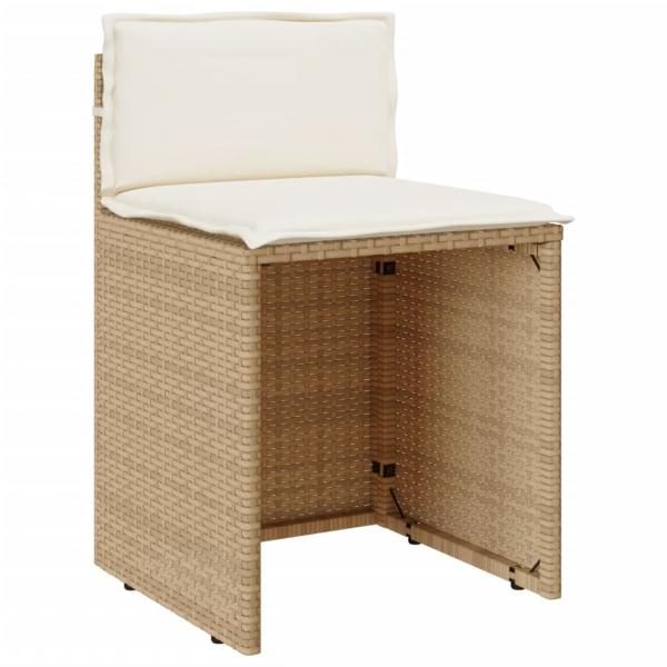 3-tlg. Bistro-Set mit Kissen Beige Poly Rattan