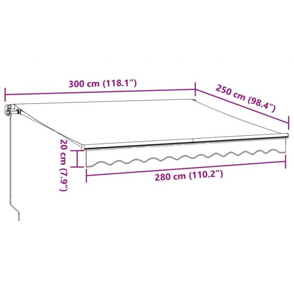 Markise mit LED-Beleuchtung Manuell Anthrazit & Weiß 300x250 cm