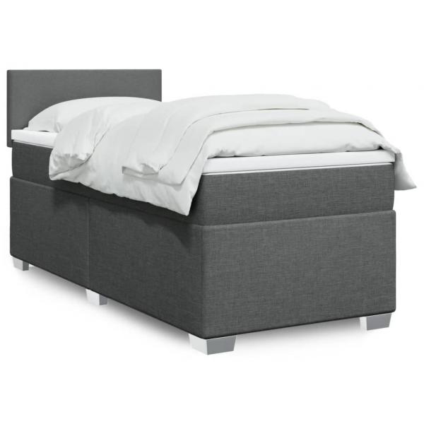 ARDEBO.de - Boxspringbett mit Matratze Dunkelgrau 90x190 cm Stoff