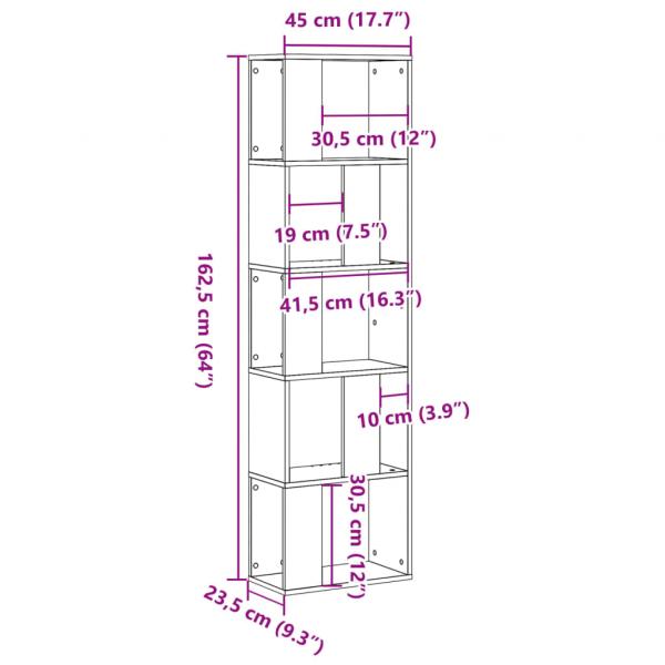 Bücherregal 5 Böden Weiß 45x23,5x162,5 cm Holzwerkstoff