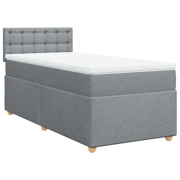 Boxspringbett mit Matratze Hellgrau 80x200 cm Stoff