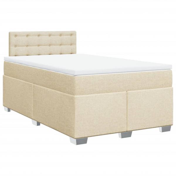 ARDEBO.de - Boxspringbett mit Matratze Creme 120x190 cm Stoff