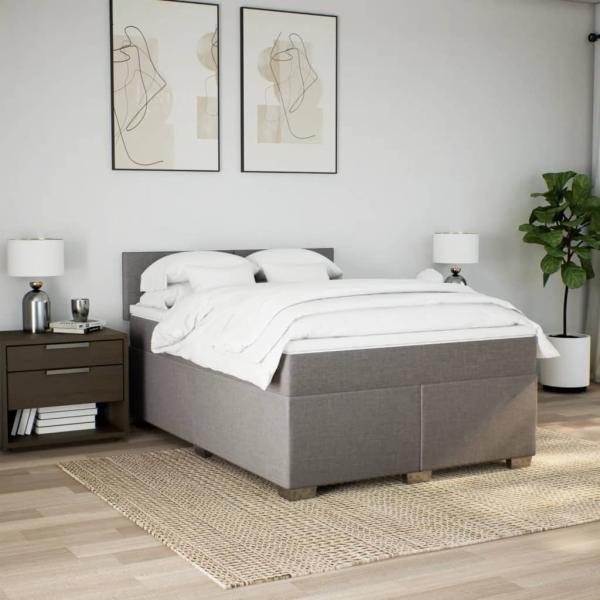 Boxspringbett mit Matratze Taupe 160x200 cm Stoff