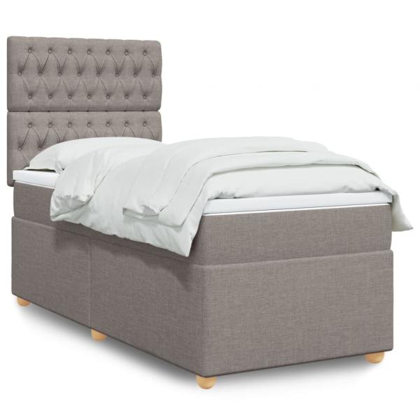 ARDEBO.de - Boxspringbett mit Matratze Taupe 90x190 cm Stoff