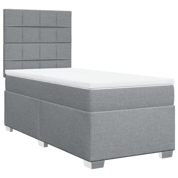 Boxspringbett mit Matratze Hellgrau 80x200 cm Stoff