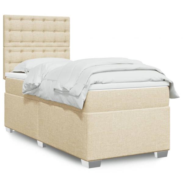 ARDEBO.de - Boxspringbett mit Matratze Creme 80x200 cm Stoff