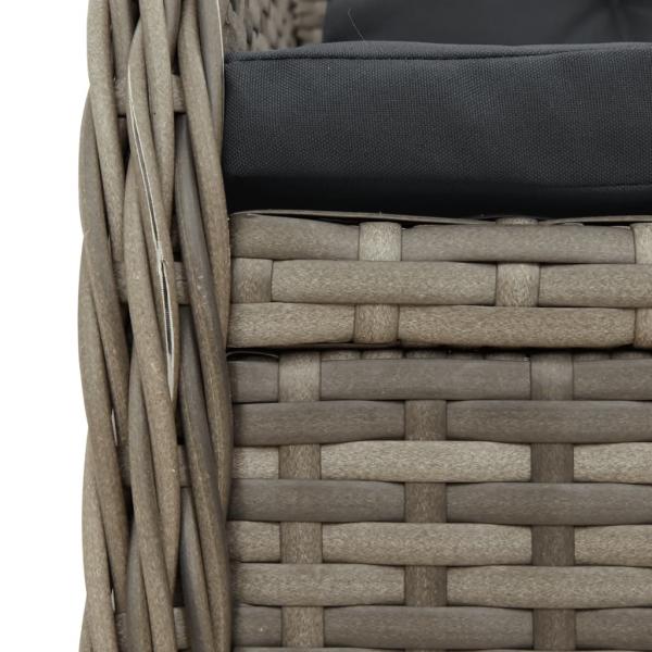 5-tlg. Garten-Essgruppe mit Kissen Grau Poly Rattan