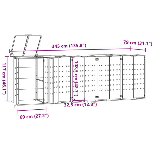 Mülltonnenbox für 5 Tonnen Anthrazit 345x79x117 cm Stahl