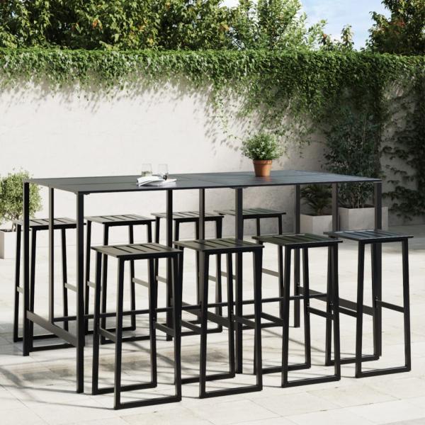 ARDEBO.de - 9-tlg. Gartenbar-Set Schwarz Pulverbeschichteter Stahl