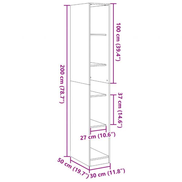 Kleiderschrank Betongrau 30x50x200 cm Holzwerkstoff