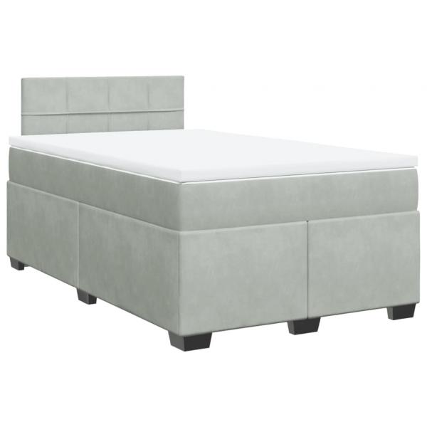 Boxspringbett mit Matratze Hellgrau 120x190 cm Samt