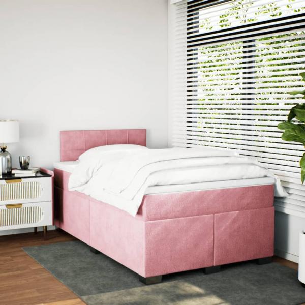 Boxspringbett mit Matratze Rosa 120x200 cm Samt