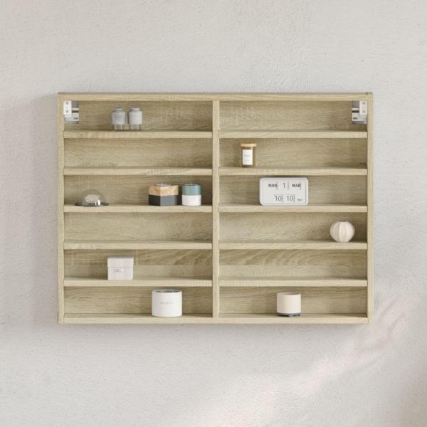 ARDEBO.de - Vitrinenschrank Sonoma-Eiche 80x8,5x58 cm Holzwerkstoff