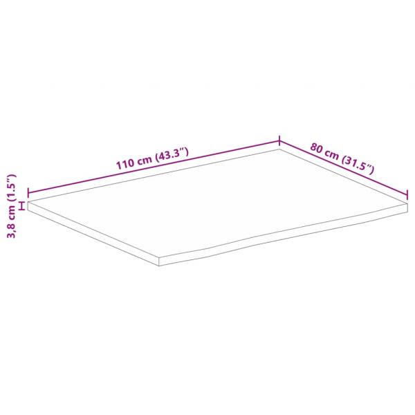 Tischplatte mit Baumkante 110x80x3,8 cm Massivholz Mango