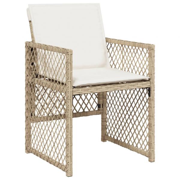 7-tlg. Garten-Essgruppe mit Kissen Beige Poly Rattan