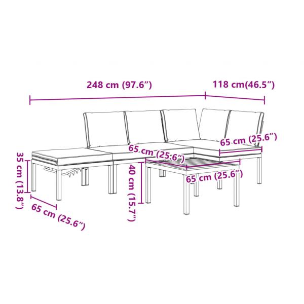 4-tlg. Garten-Sofagarnitur mit Kissen Schwarz Aluminium