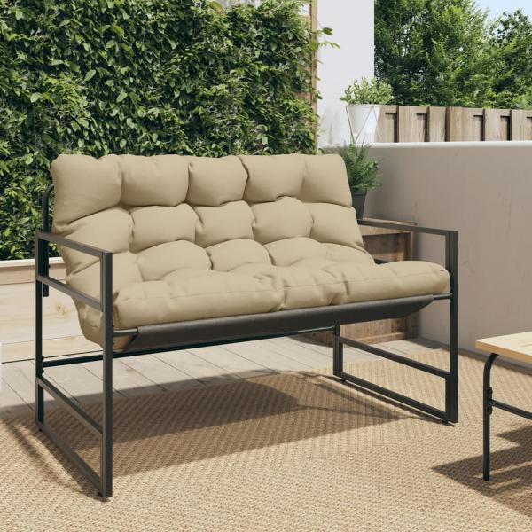 ARDEBO.de - Gartenbank mit Kissen Taupe 113 cm Stahl