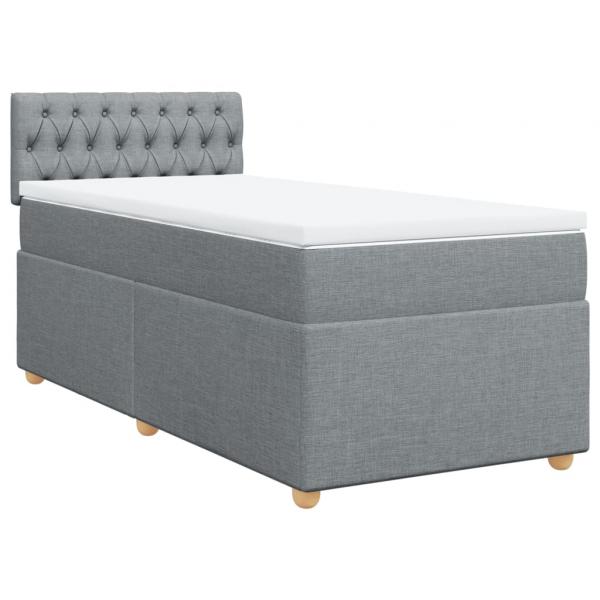 Boxspringbett mit Matratze Hellgrau 80x200 cm Stoff