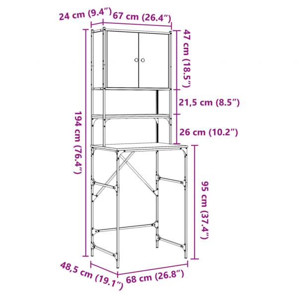 Waschmaschinenschrank Sonoma-Eiche 68x48,5x194 cm