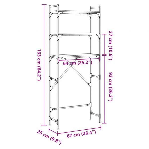 Waschmaschinenregal Sonoma-Eiche 67x25x163 cm Holzwerkstoff