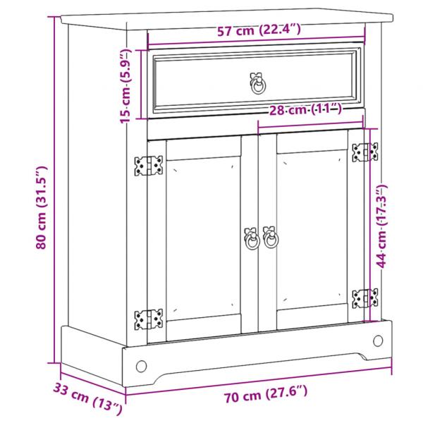 Badschrank Corona 70x33x80 cm Massivholz Kiefer