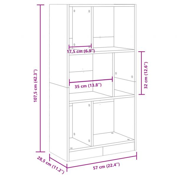 Bücherregal Schwarz 57x28,5x107,5 cm Holzwerkstoff