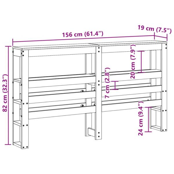 Kopfteil mit Ablagen Wachsbraun 150 cm Massivholz Kiefer