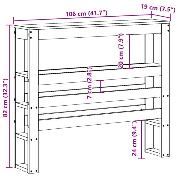 Kopfteil mit Ablagen Wachsbraun 100 cm Massivholz Kiefer