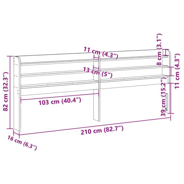 Kopfteil mit Ablagen 200 cm Massivholz Kiefer